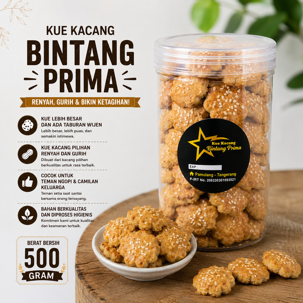 KUE KACANG BINTANG PRIMA - KUE JADUL - KUE LEBARAN - KUE KACANG ASLI