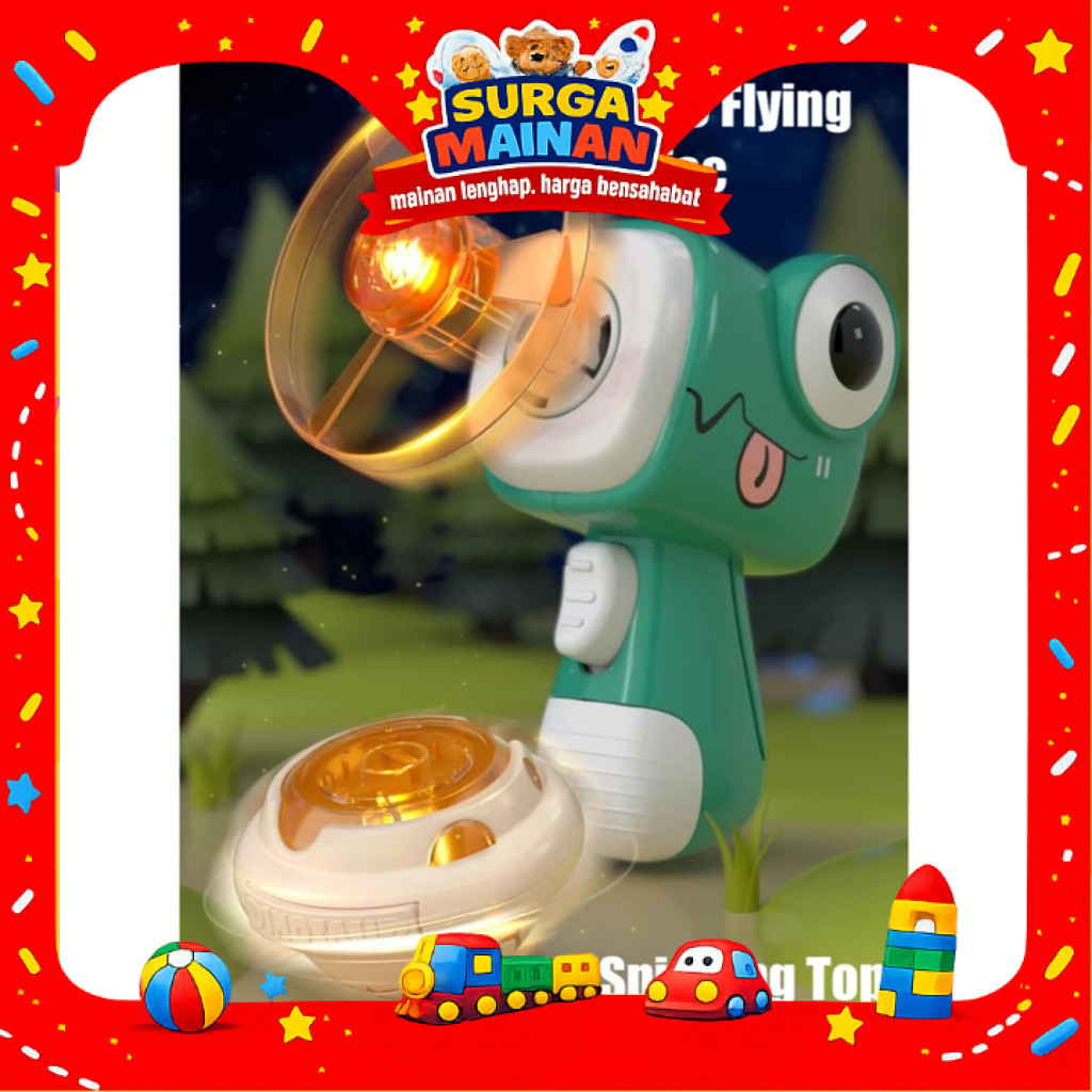 [SURGAMAINAN] [SMN404] Mainan Anak Pistol Gasing Putar Spinning Toys Pistol Ketapel Cute Dino