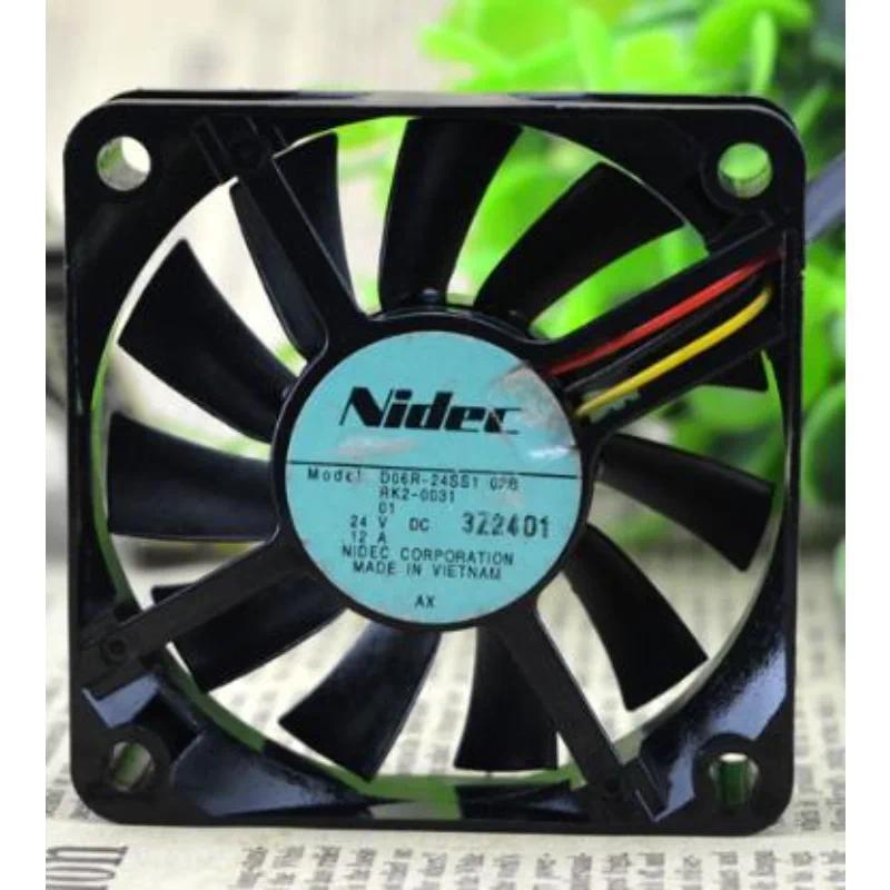 New Cooler Fan For NIDEC D06R-24SS1 04B 6cm 24V 0.12A 6015 3-wire Frequency Converter Fan 60×60×15mm