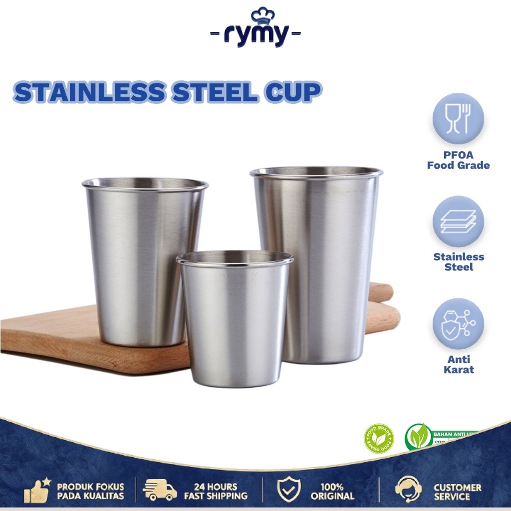 RYMY Gelas Korea Stainless Steel  304  Gelas kopi / Gelas Juice/ Gelas Teh