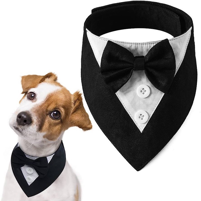 [BIG SIZE AVAILABLE ] Tuxedo Anjing Bandana kucing besar kecil kalung kucing anjing - Tuxedo Bandana