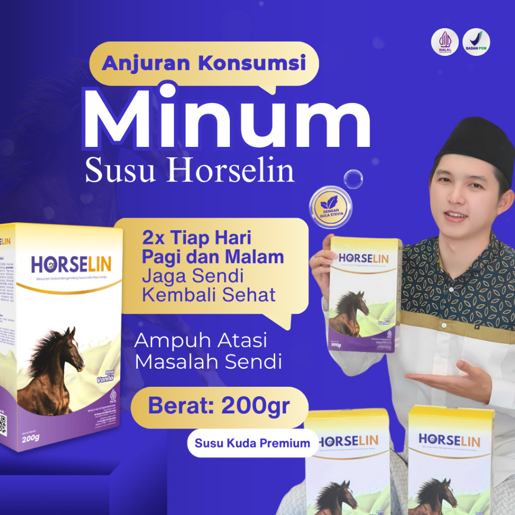 4 BOX Susu Kuda Nyeri Tulang Pegal Linu Asam Urat | Horselin Susu Kuda Liar Sumbawa Asli (200gr)