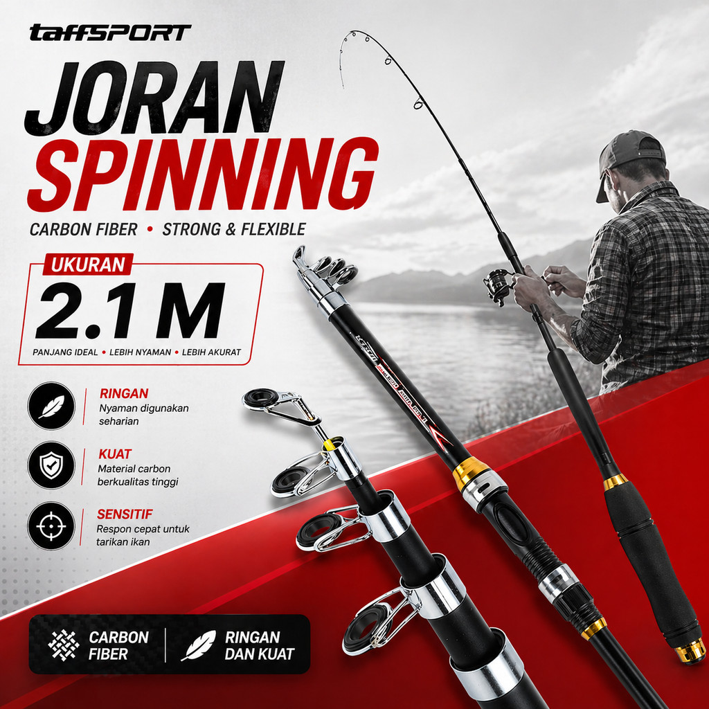 Joran Pancing 3 Meter Spinning Carbon Fiber 5-6 Section