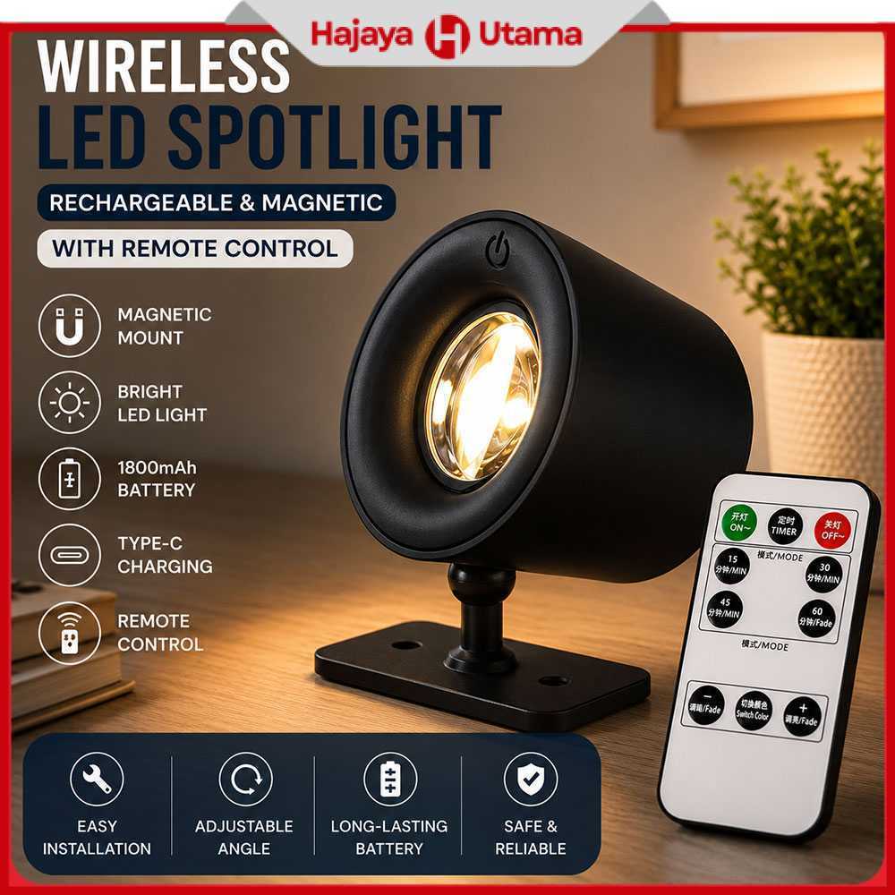 Lampu Baca Magnetik Wireless Led Spotlight Rechargeable 1800mAh - JG001