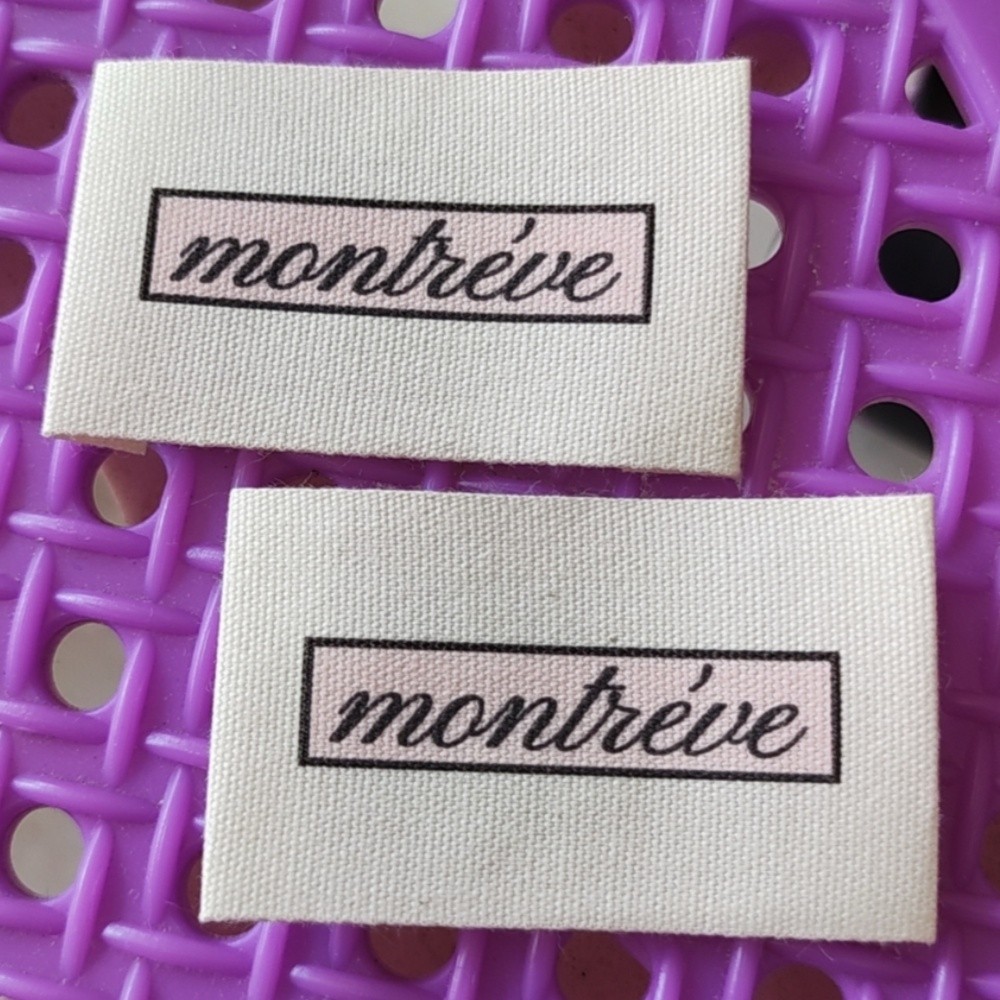 

500PCS Custom Natural Cotton Label End fold 3 * 5 cm Pink Print Garment Labels