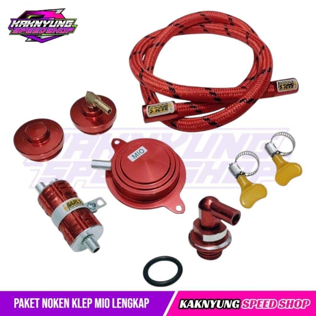 Tutup Klep Mio Racing CNC Set Tabung Hawa Tutup Oli Mio Sporty Selang Hawa Mesin Merah 1 M