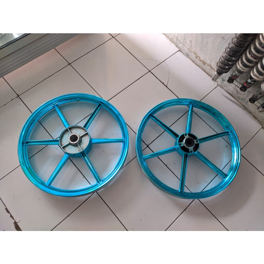 velg racing palang 6 supra 125, revo, supra x, supra fit, disc cekung cakram baut 4 warna biru chrom