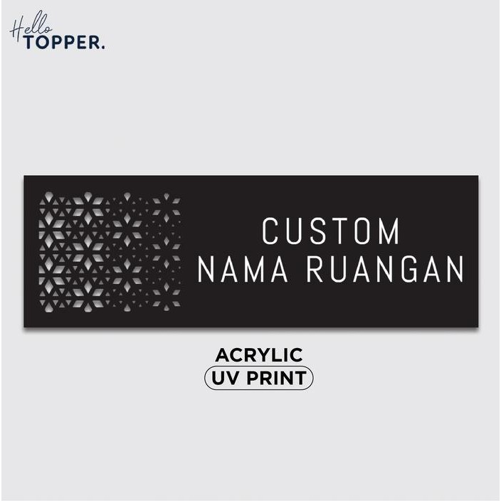

Custom Sign Nama Ruangan Laser Cut Custom Tulisan Acrylic UV Print - Hitam, 24x8 cm