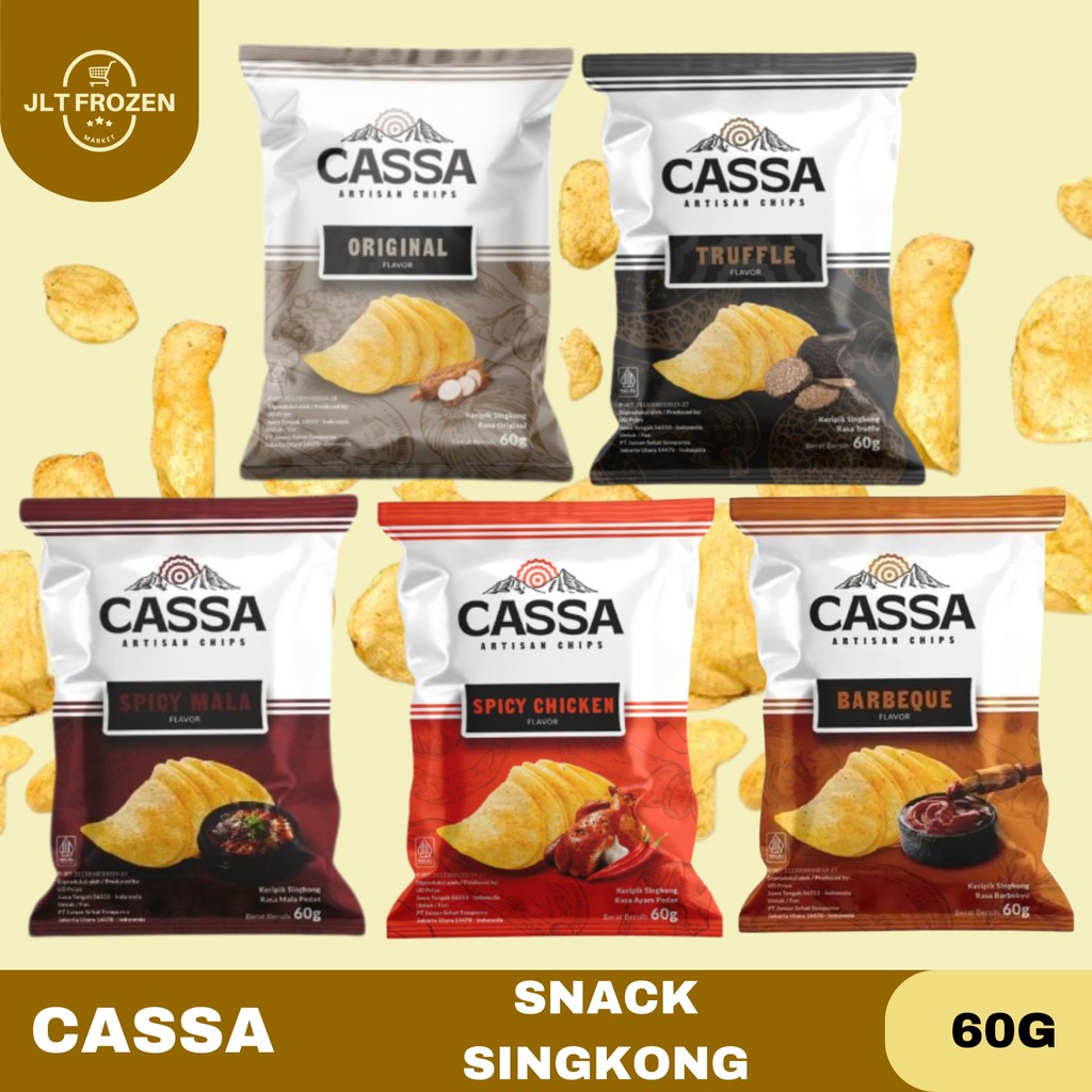 

Cassa Artisan Snack Singkong Kemasan 60g / Keripik Singkong Rasa Original / Spicy Mala / Barbeque / Spicy Chicken / Truffle