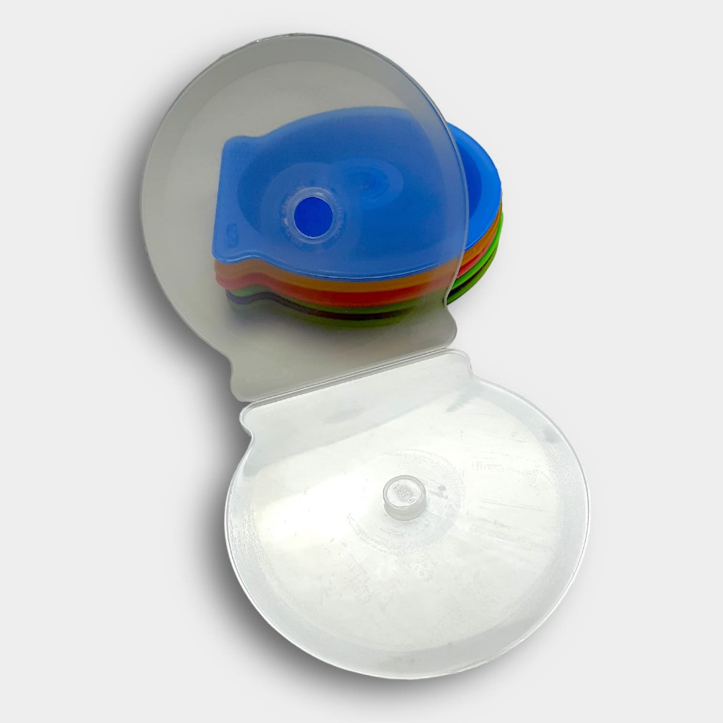 CD Case Bulat Mika / Tempat Kaset CD DVD Kotak Penyimpanan Bening Warna Topla