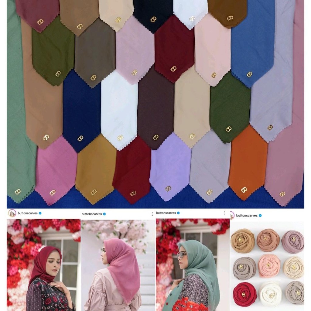 Live. hijab segi empat polos berlogo button scarves,  zytadelia, my lady dll Kasual Square Hijabs