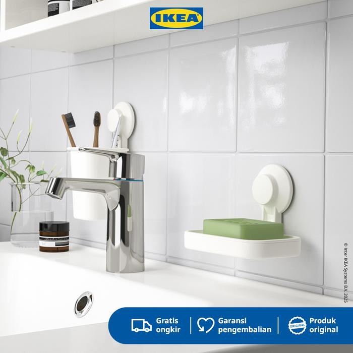 

IKEA TISKEN Tempat Sabun Tempel Dengan Plastik Isap Putih