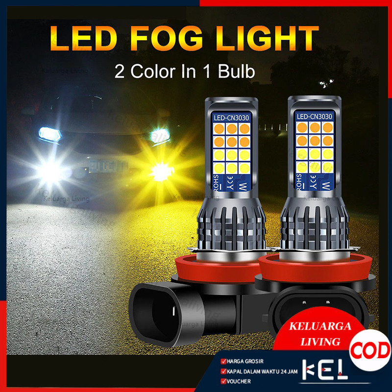 【1Pcs】 24Led Lampu Kabut Led Mobil Warna Ganda H9 Bohlam Led H8 H11 H16(JP) Lampu Kabut Mobil Super 