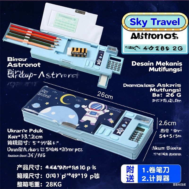 

[READY] Kotak Pensil Multifungsi Motif Unicorn / Dinosaurus / Astronot Untuk Anak Lengkap Peruncing Gunting Isolasi Penghapus，Pria dan wanita sekolah kotak pensil tas pensil，pensil case