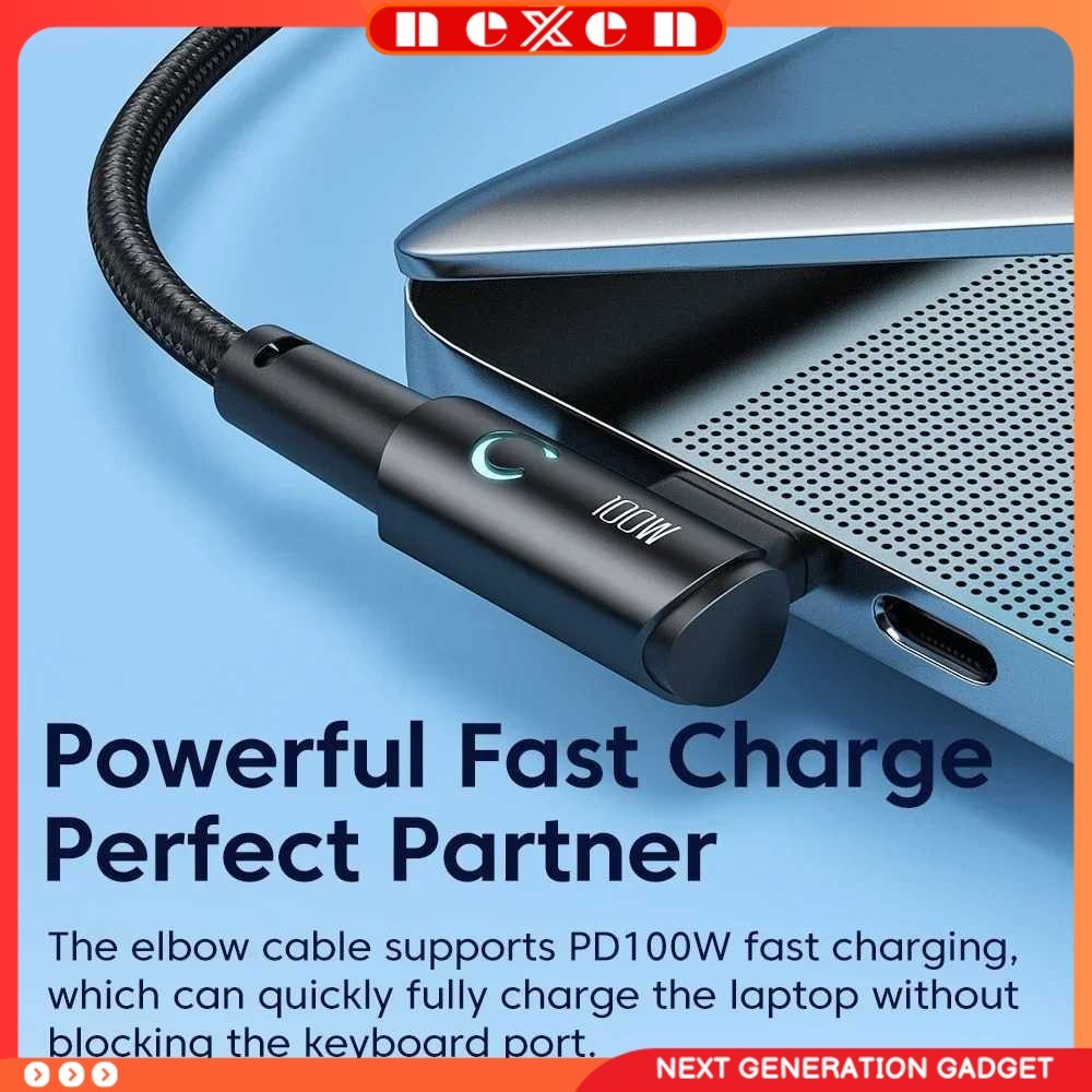 Kabel Data Type C to Type C Fast Charging L-Shape PD 100W 5A - TXCTT1-WY
