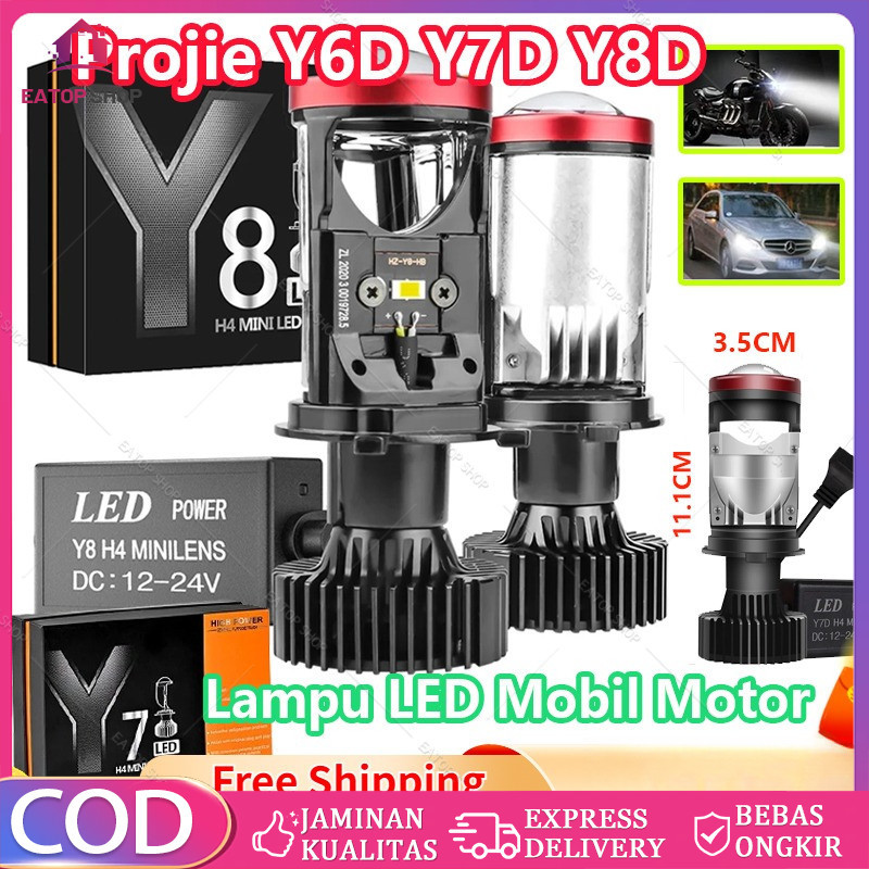 Projie Y6D Y7D Y8D H4 Import Super Terang Lampu LED Mobil Motor Lampu Led Mobil Motor Y7D H4 Mini Pr