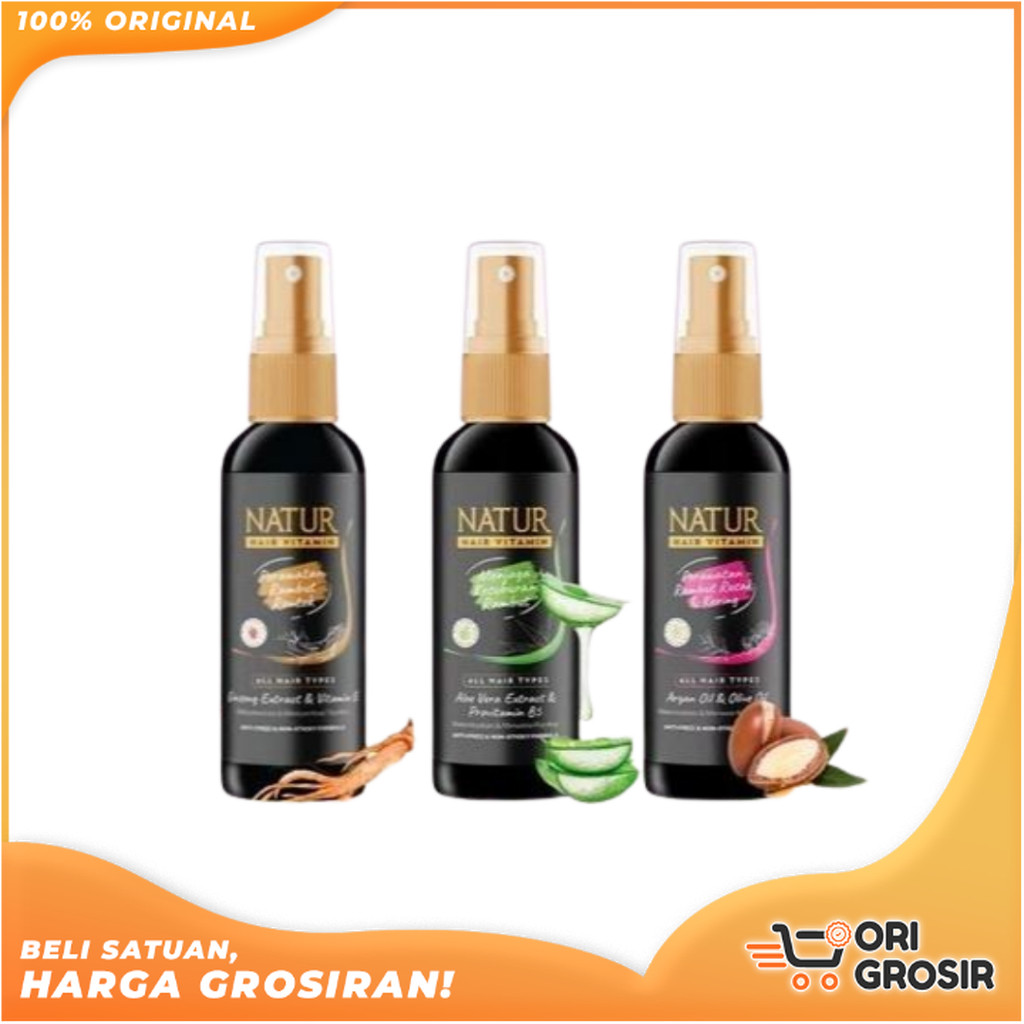 ORI Grosir NATUR Hair Vitamin Olive Oil Aloe Vera Ginseng Vitamin Rambut