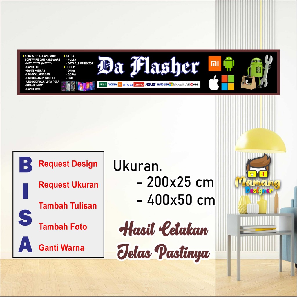Backdrop Spanduk Banner Konter Service HP Keren Tebal