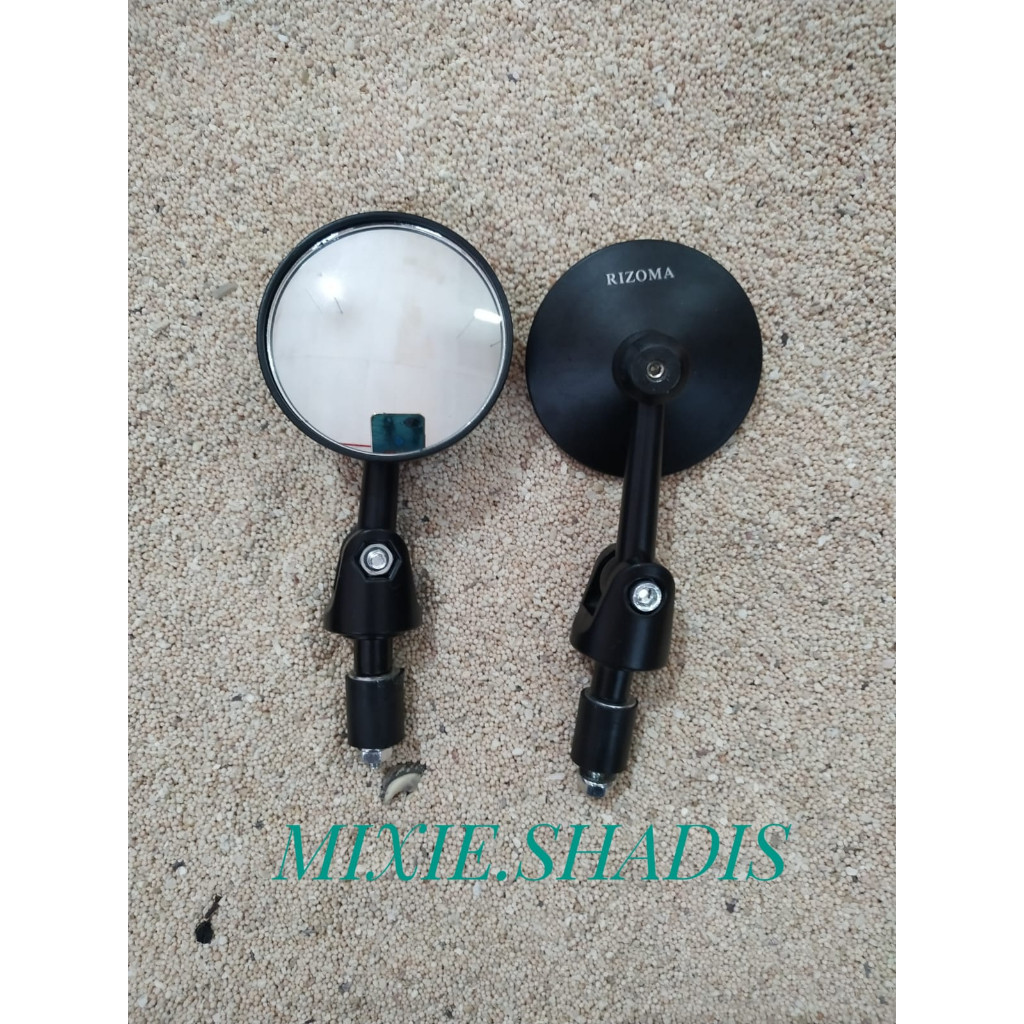Spion Jalu Motor Merk Rizoma SH 5002 Model Bulat Kaca Cembung Warna Hitam Spion Jalu Stang Variasi