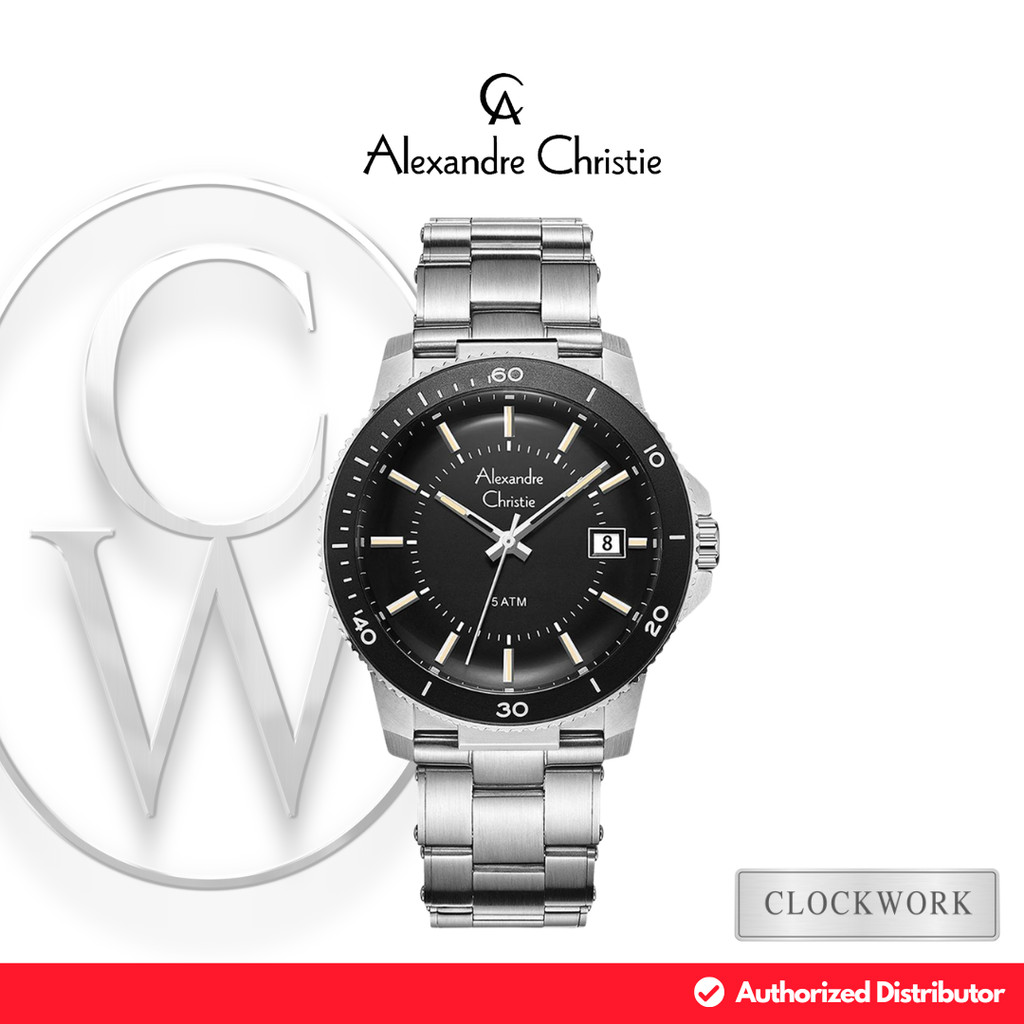 Jam Tangan Pria Alexandre Christie Sport AC 6141 MDBSSBA Rantai Casual Vintage Silver