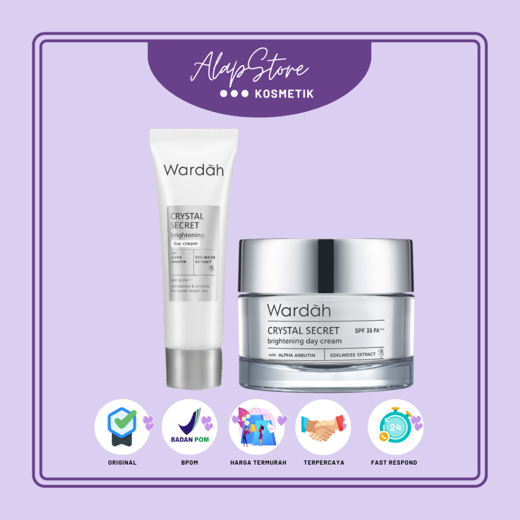 Wardah Crystal Secret Brightening Day Cream - Krim siang dengan Ekstrak Edelweiss dan Niacinamide - 