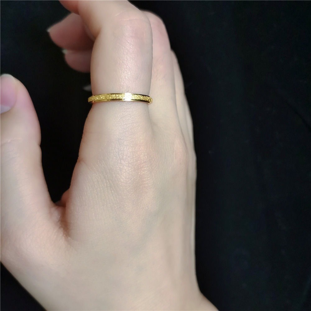 Cincin Non-pudar flash matte halus 999 cap baja cincin polos di tempat produsen sumber cincin emas m