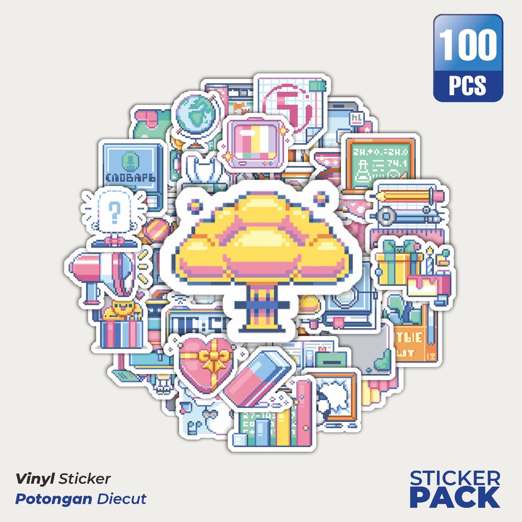 

Stiker Vinyl Stiker Kartun Grid Notebook Waterproof Aesthetic- Untuk Laptop, Motor, dan Helm - Paper Stationery Pack