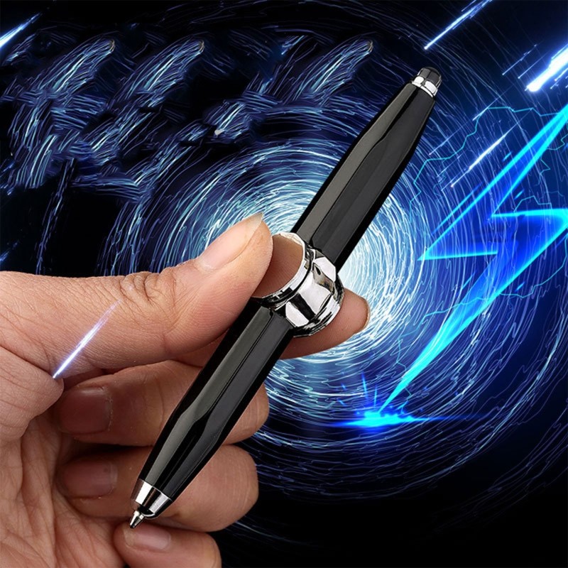 Fidget Spinner Pen with LED Light Writable Spinning Pen Metal Ballpoint Pen for Kid Teen Student Rel