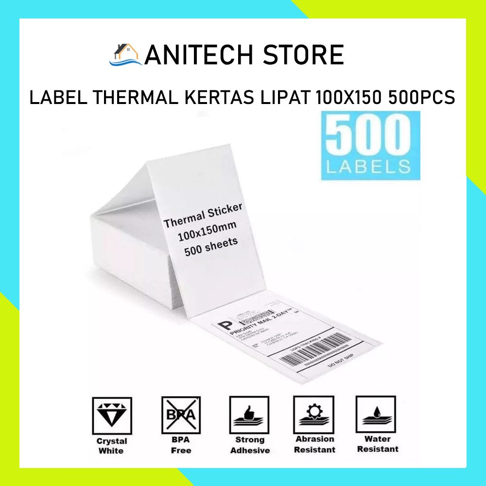 

[anitech_store] LABEL THERMAL /LABEL THERMAL KERTAS LIPAT 100X150 500PCS