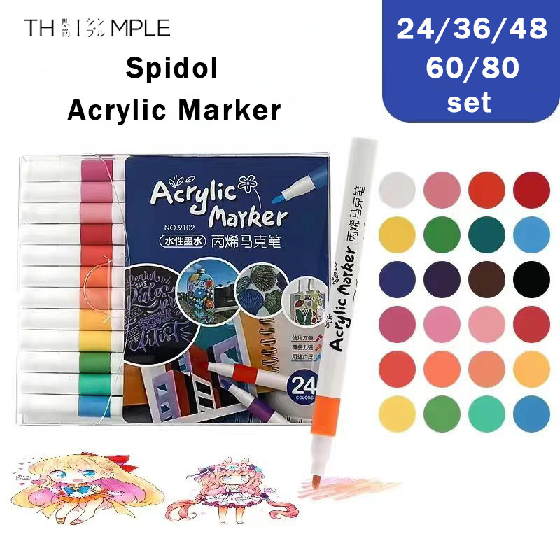 

Acrylic Marker Set 12 / 24 / 36 / 48 / 60 / 80 Warna Color Spidol Akrilik DIY Painting Spidol Pastel Pulpen Highlight Colors Drawing