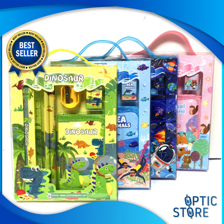 

OPTIC S5926 Stationery Set Alat Tulis Set 6 in 1 Hadiah Souvenir Alat Tulis Set Karakter Paket Alat Tulis + Dompet Anak