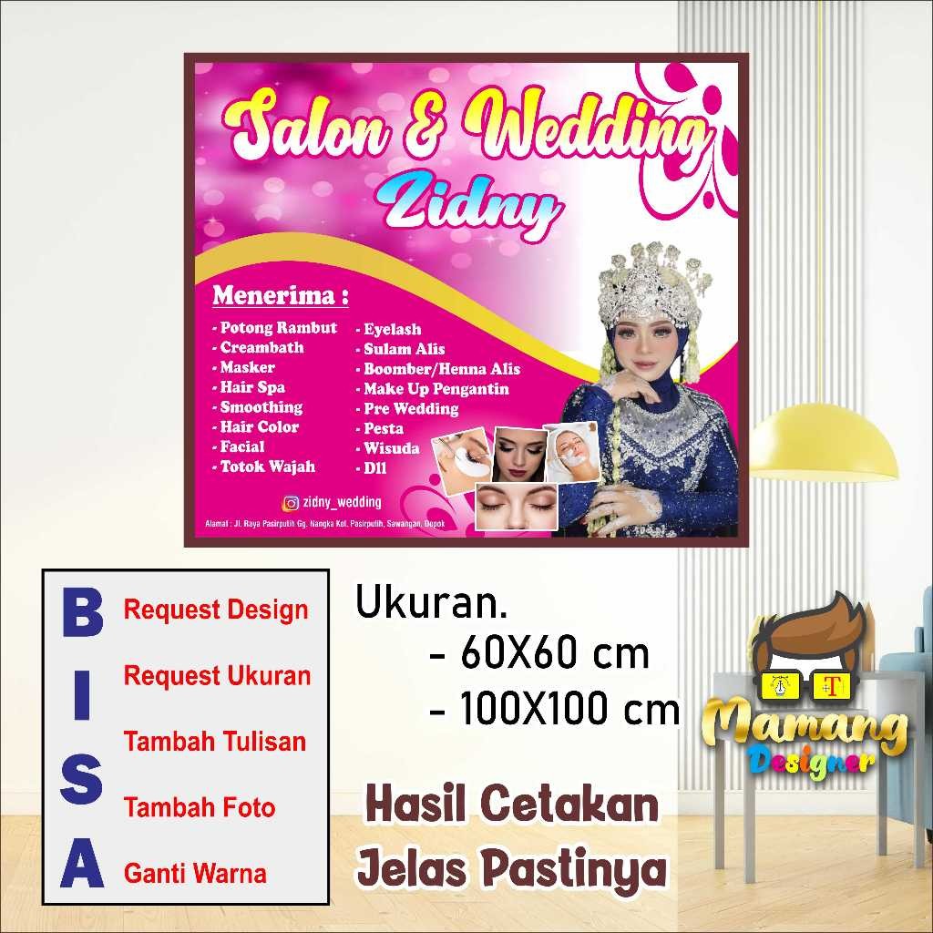 Backdrop Cetak Spanduk Banner Salon Design Cantik Warna Pink bb