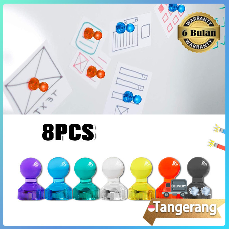 8pcs Pin Magnet Neodynium Memo Kulkas Magnet Thumbtack Paku 11*17mm