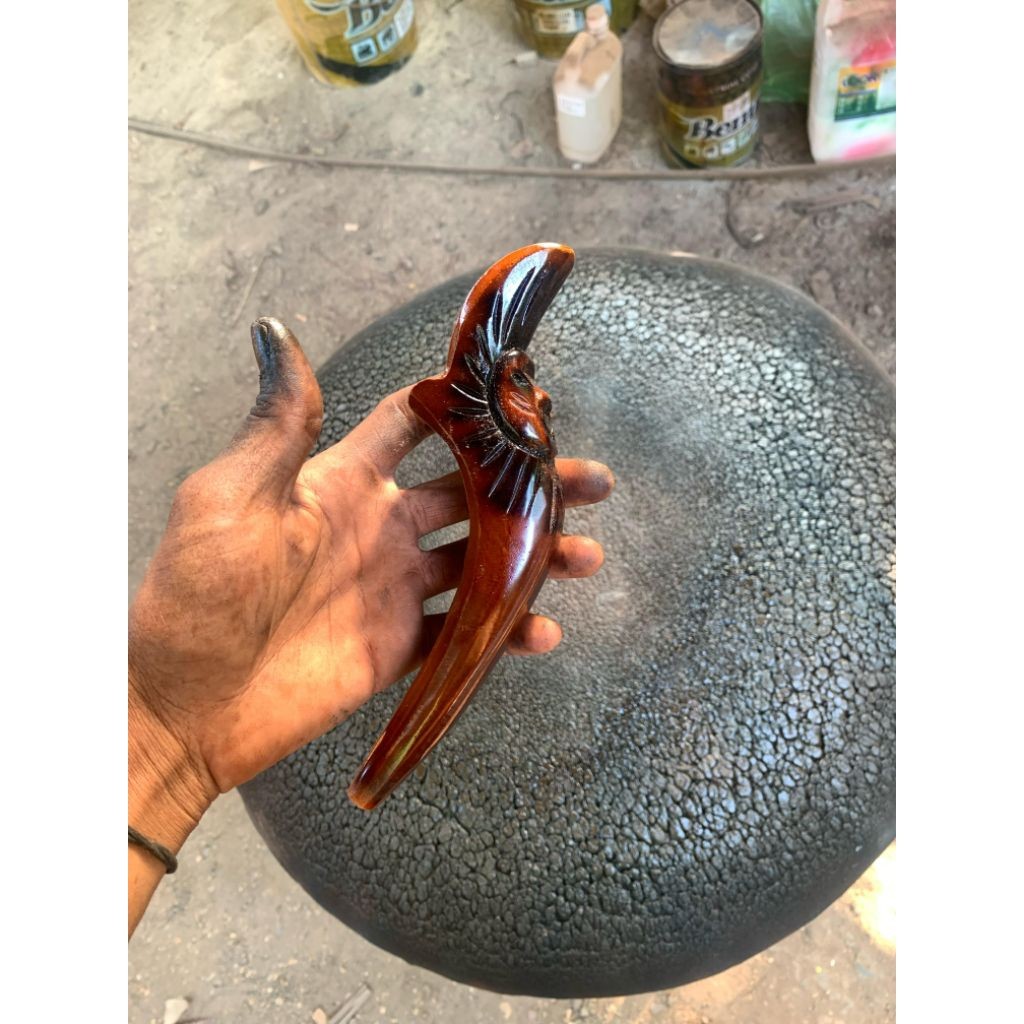 gagang pancing termurah dari kayu jati ukiran pakem Jawi gampang plung nyut