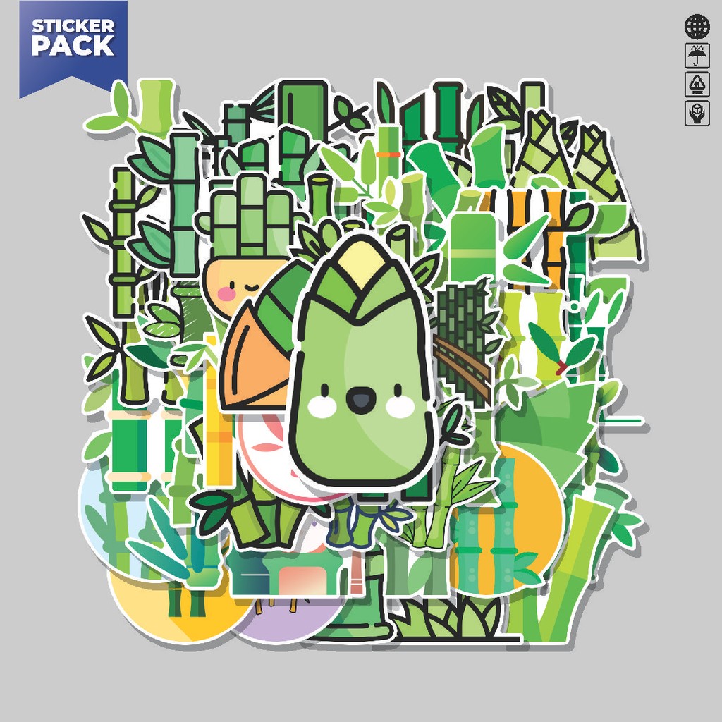 [100PCS]Stiker Pack Stiker Kayu Bambu Aesthetic Vinyl Anti Air Dekorasi Sticker Laptop Buku Journal 