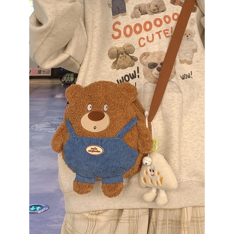 TasBagus Tas Kurir Beruang Lucu Untuk Wanita Gaya Baru Gadis Lembut Tas Kartun Serbaguna KecilTasBag