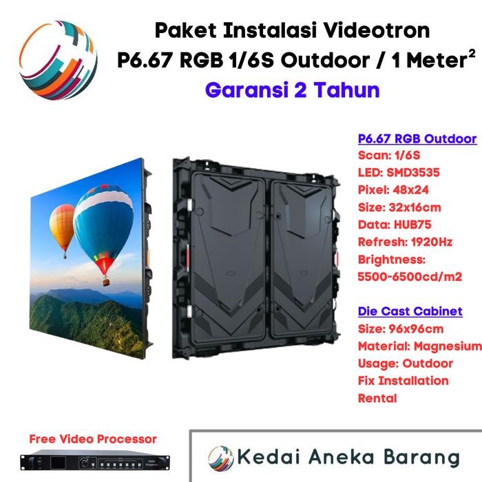 Paket LED Videotron P6.6 P6 Outdoor Kabinet Cabinet Die Cast 96x96 8091S