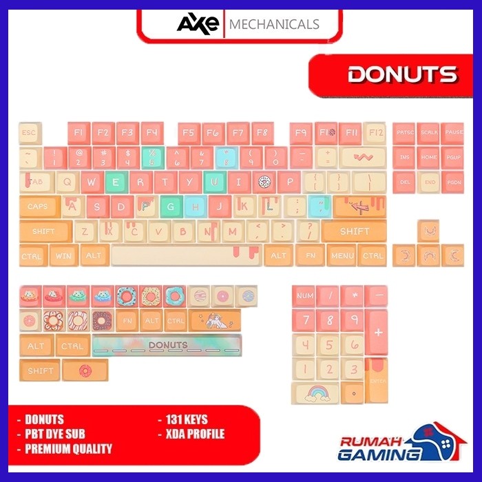 AXE MECHANICALS - XDA - Donut - Pbt - Dye Sub - Keycap - Keycaps