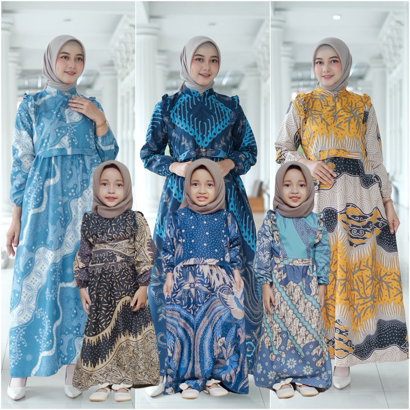 ✅INSTANT COD MEDAN TERMURAH Gamis Batik dewasa dan anak Kekinian Cantik Murah Poliester Motif Muslim