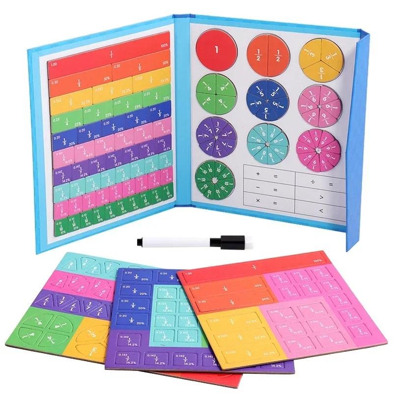 Children Wooden Fraction Book Set, Magnetic Fraction Learning Math Toys, Arithmetic Learning Educati