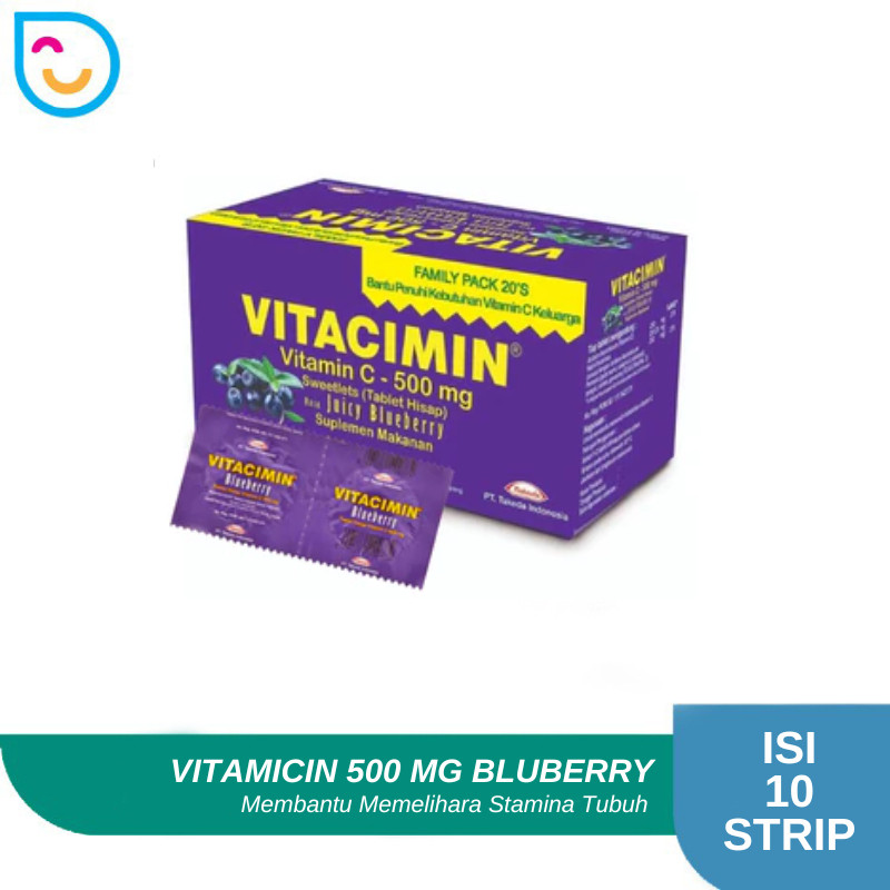 Vitacimin C 500 Mg Blueberry 1 Box Isi 10 Strip 20 Tablet