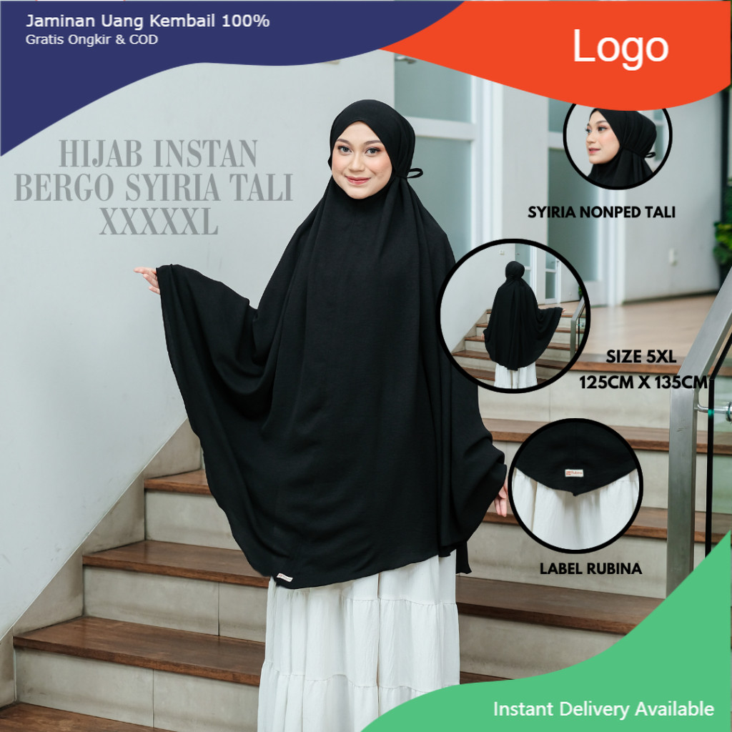 ysf ysf ysf ysf Rubina - Khimar Super Jumbo XXXXXL nonpet Crinkle Airflow Premium atasan mukena 5XL