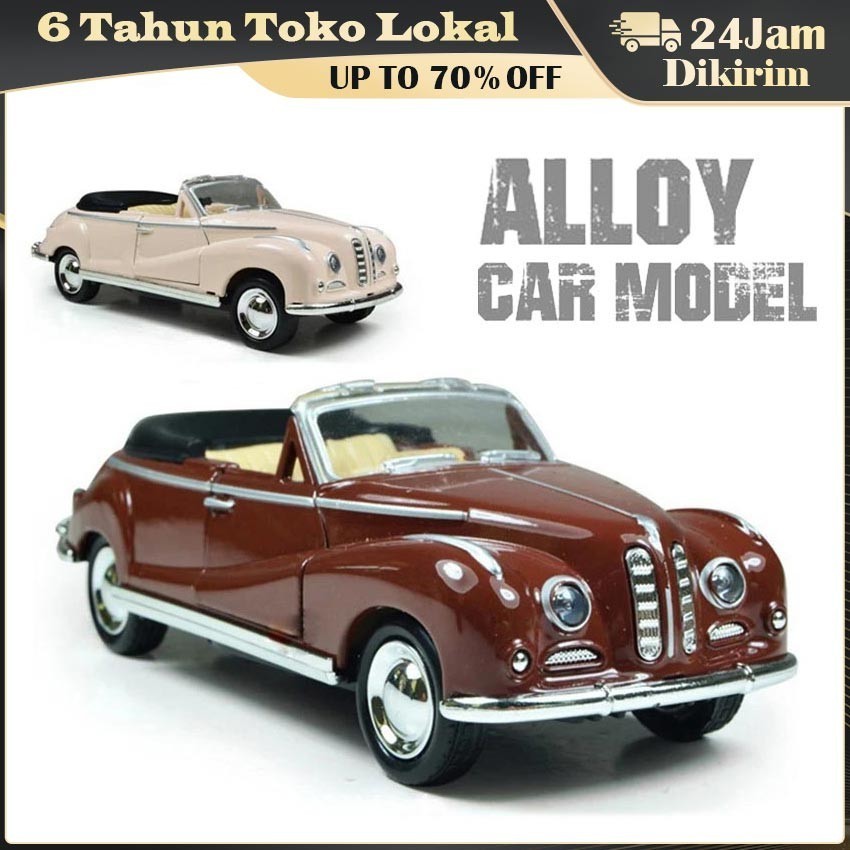 Diecast Mobil Klasik Vintage Convertible Miniatur Skala 1:32 / Miniatur Mobil Klasik Mobilan Pajanga