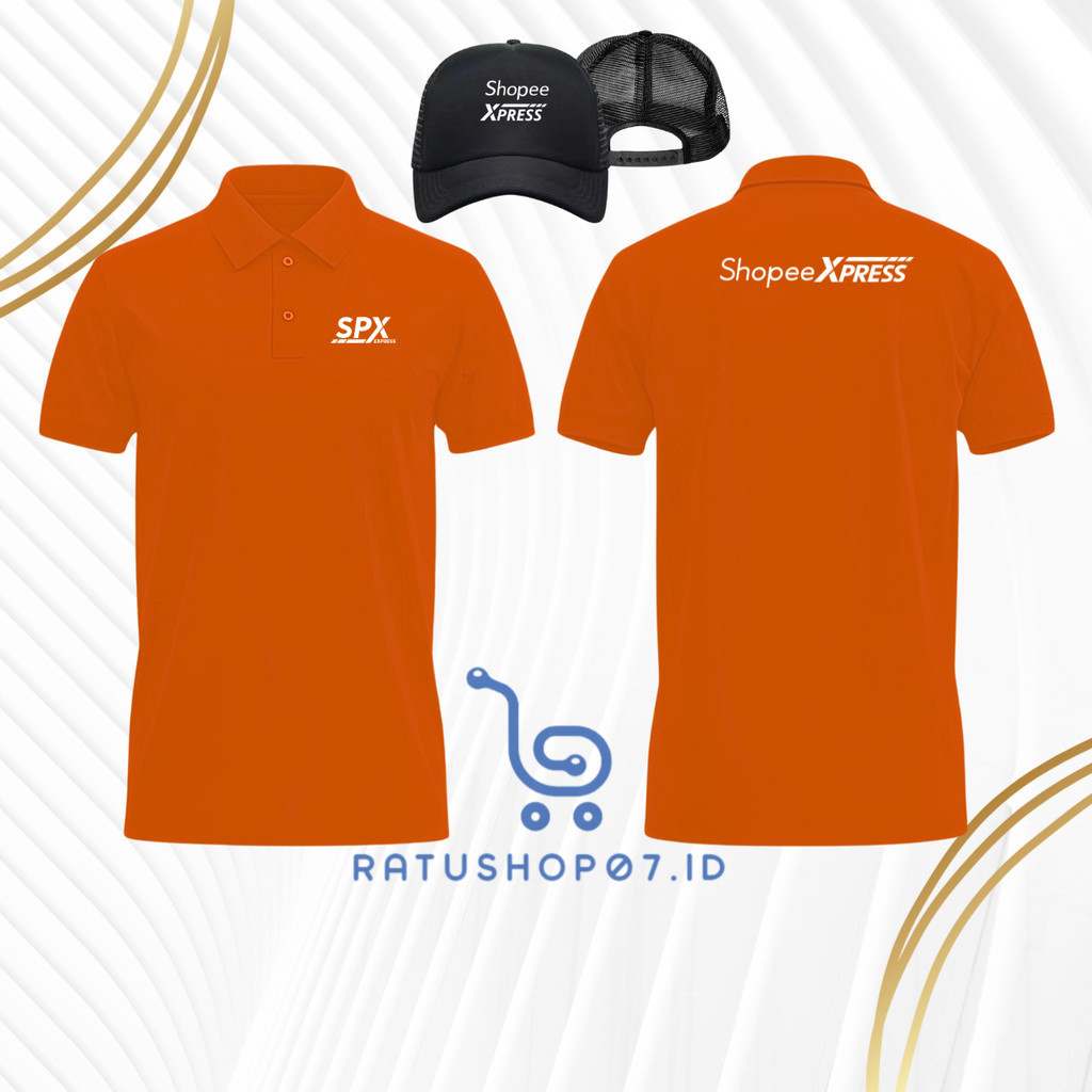 FREE TOPI  Baju Kaos Poloshirt Lengan Pendek Custom SABLON Logo SHOPEE EXPRESS - SPX Polos Tshirt Be