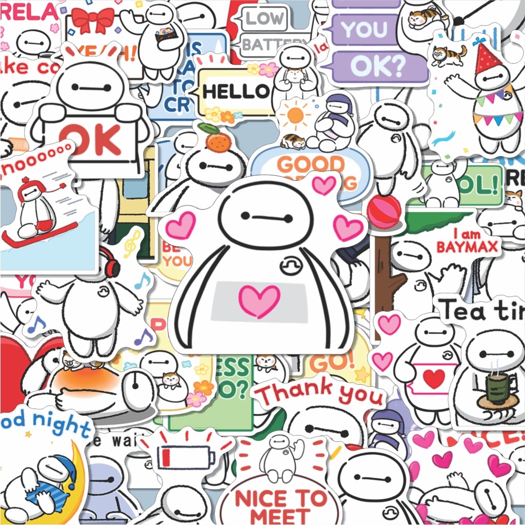 

100PCS Lucu Stiker Baymax Stiker Aesthetic Stiker Anti Air Stikers Berperekat Waterproof sticker decal buat Motor Helm Buku Journal Koper Casing HP Laptop Botol Minum Hadiah anak