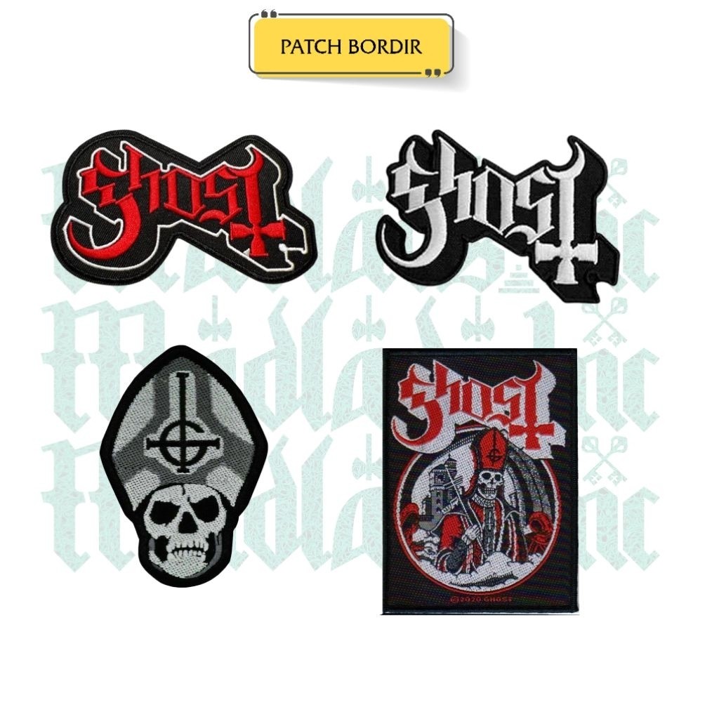 Patch Bordir Emblem Band Musik Ghost Aksesoris Iron Patch Bordir Badge Patch Vintage Patch Band Embl