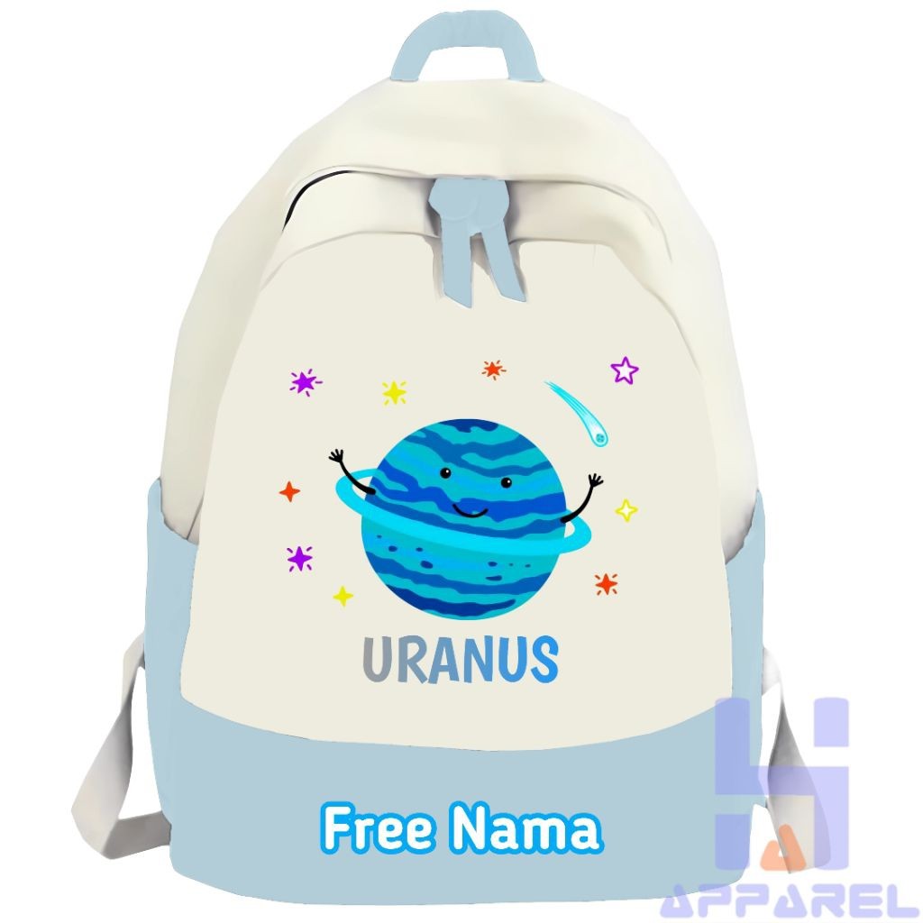 TAS RANSEL ANAK KARAKTER ASTRONOMY PLANET URANUS FREE NAMA - Tas Anak TERBARU