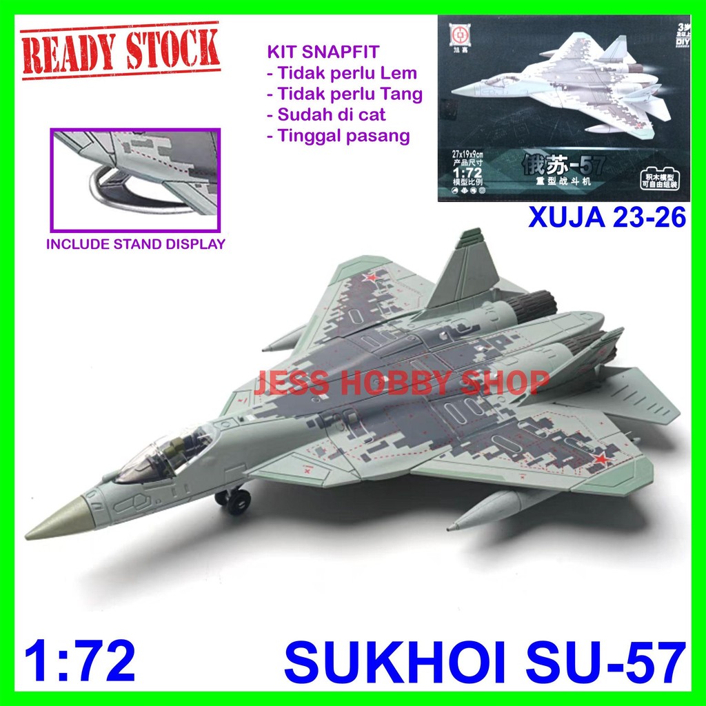 Model Kit XUJA 1/72 Pesawat Sukhoi SU-57 Pak-Fa Stealth Aircraft Su57 Snapfit Military Block