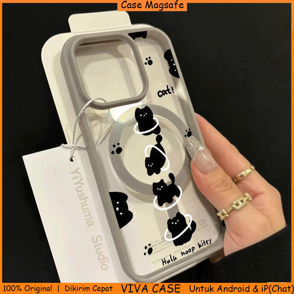Casing Magsafe iPhone Transparan Clear Case Frame Hitam Abu Slim Softcase untuk iPhone X XS XR XS Ma