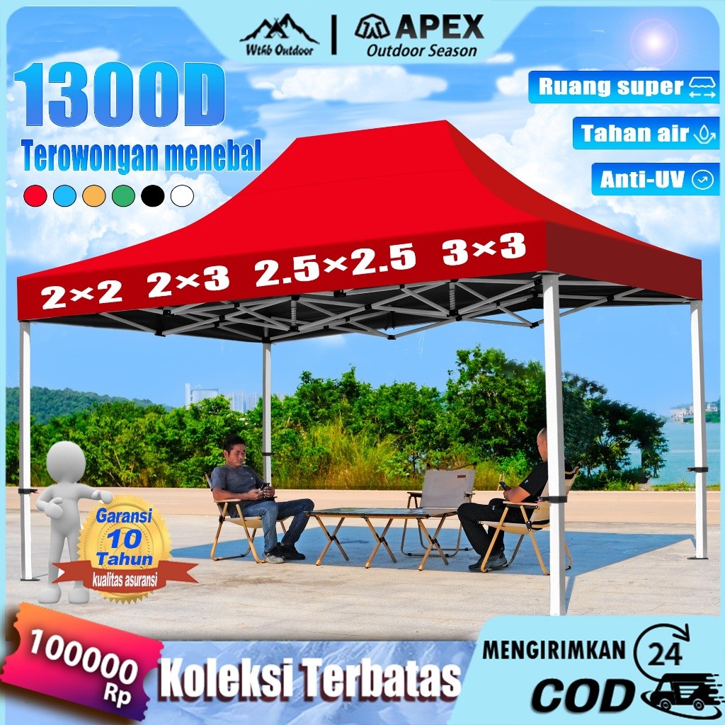 OMAHSETARA Tenda lipat 2x2 Tenda jualan 3x3 1300D Outdoor Tenda portable waterproof Tenda bazar